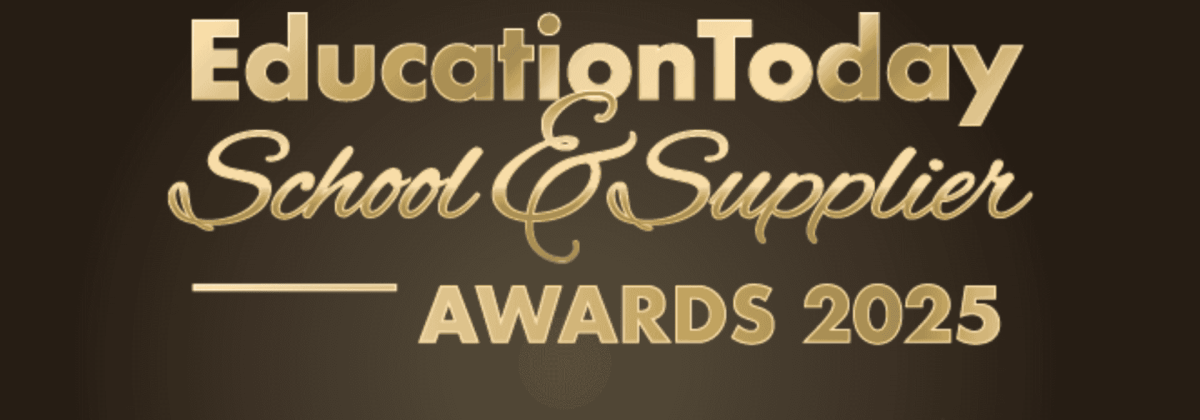 Education Today School & Supplier Awards 2025 gold on dark background